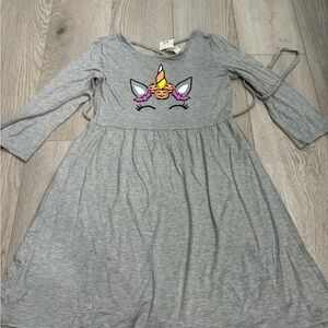 Justice new Gray Long-Sleeve Unicorn Pumpkin Graphic Dress